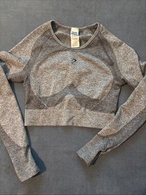 Gymshark Gray Seamless Long Sleeve Crop Top